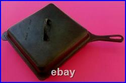 RARE Vintage GRISWOLD CAST IRON SQUARE UTILITY SKILLET 768 with 769 CAST IRON LID