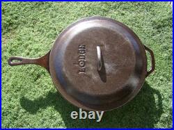 RARE Vintage Lodge #12 SK D Cast Iron Skillet 13.5 With #12 Lid SEASONED