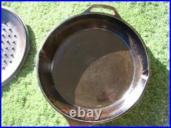 RARE Vintage Lodge #12 SK D Cast Iron Skillet 13.5 With #12 Lid SEASONED