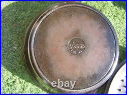 RARE Vintage Lodge #12 SK D Cast Iron Skillet 13.5 With #12 Lid SEASONED