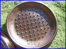 RARE Vintage Lodge #12 SK D Cast Iron Skillet 13.5 With #12 Lid SEASONED