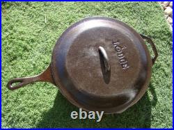 RARE Vintage Lodge #12 SK D Cast Iron Skillet 13.5 With #12 Lid SEASONED