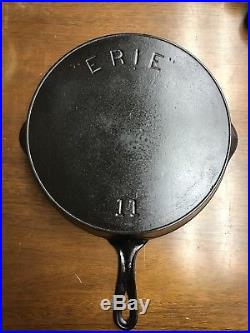 RESTORED PRE-GRISWOLD ERIE CAST IRON SKILLET #11 Late 1890's SECOND VARIATION
