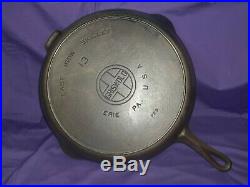 Rare #13 Griswold Cast Iron Skillet Block Logo Level 100% Original Milling Marks