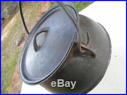 Rare 1700's Sprue Mark Antique Cast Iron 3 1/2 Gallon Cauldron Gypsy Stew Pot