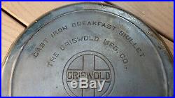 Rare 1932 GRISWOLD ROUND BREAKFAST SKILLET P/N 665 Cast Iron Cookware Frying Pan