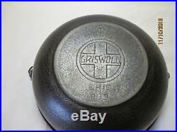 Rare #4 Griswold Flat Bottom Cast Iron Scotch Bowl P/n 839 Large Slant Logo Erie