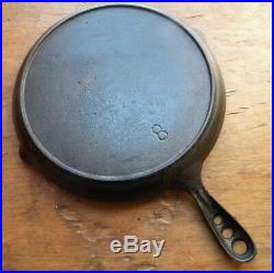 Rare #8 Cast Iron Shallow Skillet 3 Hole Handle Heat Ring ERIE (Griswold)