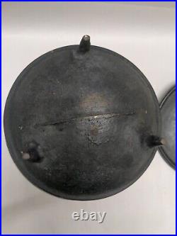 Rare Antique 18th C. Cast Iron Bean Pot With Lid