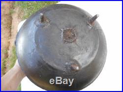 Rare Antique Cast Iron 3 1/2 Gallon Cauldron Gypsy Three Legged Cook Stew Pot