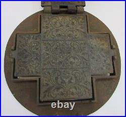 Rare Antique Cross Shaped O Mustad Sons Norway Cast Iron Krumkake Iron FREE S/H