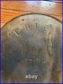 Rare Antique ERIE #9 710D PRE-GRISWOLD NICKEL PLATED CAST IRON SKILLET