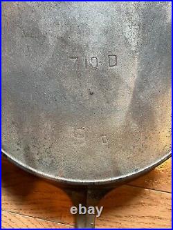 Rare Antique ERIE #9 710D PRE-GRISWOLD NICKEL PLATED CAST IRON SKILLET