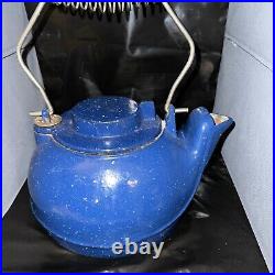 Rare Antique Painted Wagner Cast Iron Tea Pot Excellent Condition Unsigned