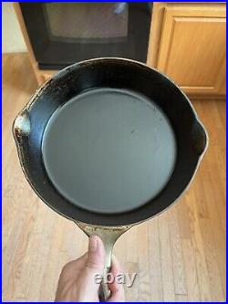 Rare ERIE #7A PRE-GRISWOLD NICKEL PLATED SKILLET Flower Maker's Mark