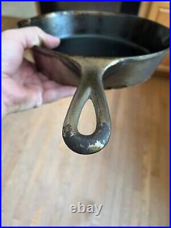 Rare ERIE #7A PRE-GRISWOLD NICKEL PLATED SKILLET Flower Maker's Mark