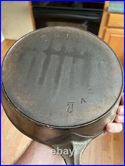 Rare ERIE #7A PRE-GRISWOLD NICKEL PLATED SKILLET Flower Maker's Mark