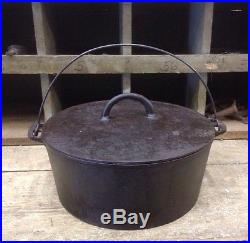 Rare ERIE Cast Iron No. 10 Flat Top Dutch Oven 1890-1905 Griswold-19