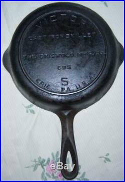 Rare GRISWOLD MFG CO. VICTOR #5 695 CAST IRON SKILLET Victor