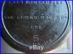 Rare GRISWOLD MFG CO. VICTOR #5 695 CAST IRON SKILLET Victor