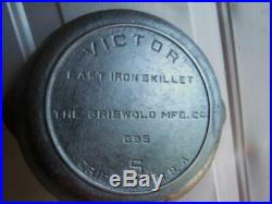 Rare GRISWOLD MFG CO. VICTOR #5 695 CAST IRON SKILLET Victor
