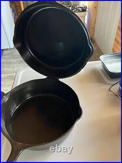 Rare Griswald Cast Iron Double Skillet 1103 & 1102 Hinged Pans