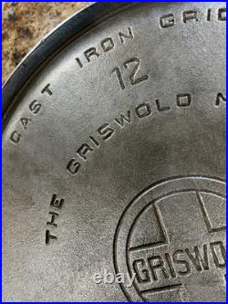 Rare Griswold 12 Cast Iron Griddle Nickel Plated 617 Bail Handle Vintage