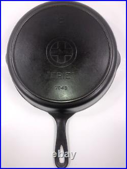 Rare Griswold 8 Cast Iron Skillet 704B Erie Slant 2 1/2 Logo 1909-1920. Nice