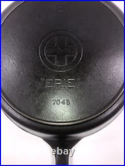 Rare Griswold 8 Cast Iron Skillet 704B Erie Slant 2 1/2 Logo 1909-1920. Nice