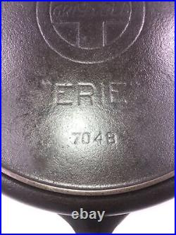 Rare Griswold 8 Cast Iron Skillet 704B Erie Slant 2 1/2 Logo 1909-1920. Nice