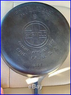 Rare Griswold ALL-IN-ONE DINNER SKILLET #8 Cleaned & Seasoned Sits Flat P/N1008