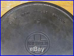 Rare Griswold Large Block Logo #14 Bailed Cast Iron Skillet pn 694 Bail Handle