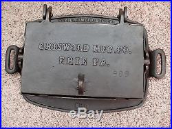 Rare Large Griswold Cast Iron #0 Rectangular Hotel Waffle Iron