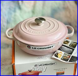 Rare Le Creuset Shell Pink Signature Stew Pot Black Interior 2.5QT Cast iron