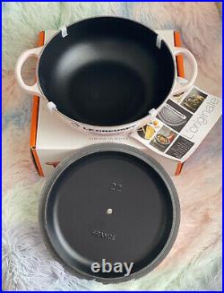 Rare Le Creuset Shell Pink Signature Stew Pot Black Interior 2.5QT Cast iron