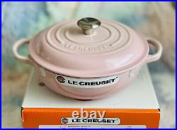 Rare Le Creuset Shell Pink Signature Stew Pot Black Interior 2.5QT Cast iron