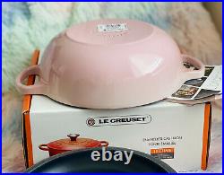 Rare Le Creuset Shell Pink Signature Stew Pot Black Interior 2.5QT Cast iron