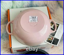 Rare Le Creuset Shell Pink Signature Stew Pot Black Interior 2.5QT Cast iron