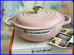 Rare Le Creuset Shell Pink Signature Stew Pot Black Interior 2.5QT Cast iron