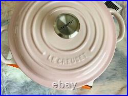 Rare Le Creuset Shell Pink Signature Stew Pot Black Interior 2.5QT Cast iron