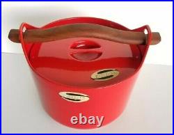 Rare Mid Century W. Rosenlew Finland Red Cast Iron Lidded Pot By Timo Sarpaneva