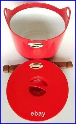 Rare Mid Century W. Rosenlew Finland Red Cast Iron Lidded Pot By Timo Sarpaneva