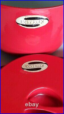 Rare Mid Century W. Rosenlew Finland Red Cast Iron Lidded Pot By Timo Sarpaneva