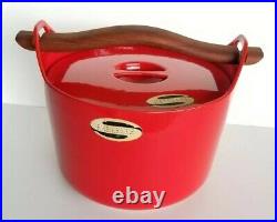 Rare Mid Century W. Rosenlew Finland Red Cast Iron Lidded Pot By Timo Sarpaneva