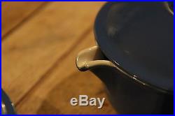 Rare New Le Creuset Cast iron Pan set x 3 Blue with Lids Real Vintage