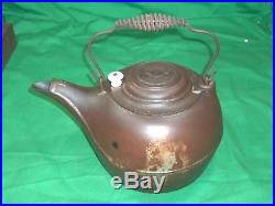 Rare Rare #8 Erie Spider Logo Cast Iron Tea Kettle Sits Flat Pre Griswold