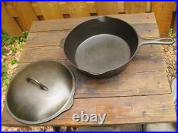 Rare Restored Vtg. Chicago HDWE FDRY Co. Favorite #8 1/2 Deep Skillet With Lid
