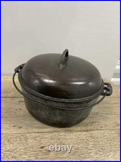 Rare Vintage Cast Iron Favorite Piqua Ware #8e Bean Pot Dutch Oven