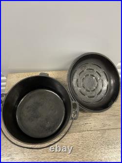 Rare Vintage Cast Iron Favorite Piqua Ware #8e Bean Pot Dutch Oven