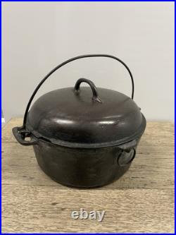 Rare Vintage Cast Iron Favorite Piqua Ware #8e Bean Pot Dutch Oven